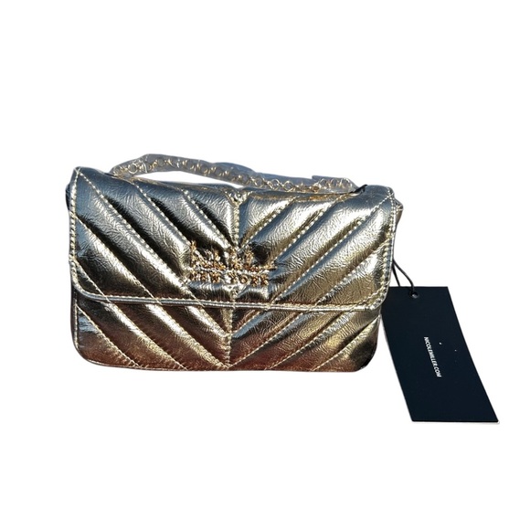 Nicole Miller Gold Chevron Mini Bag - Picture 1 of 7